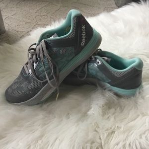 Grey and teal Reebok tennis shoes (worn once)